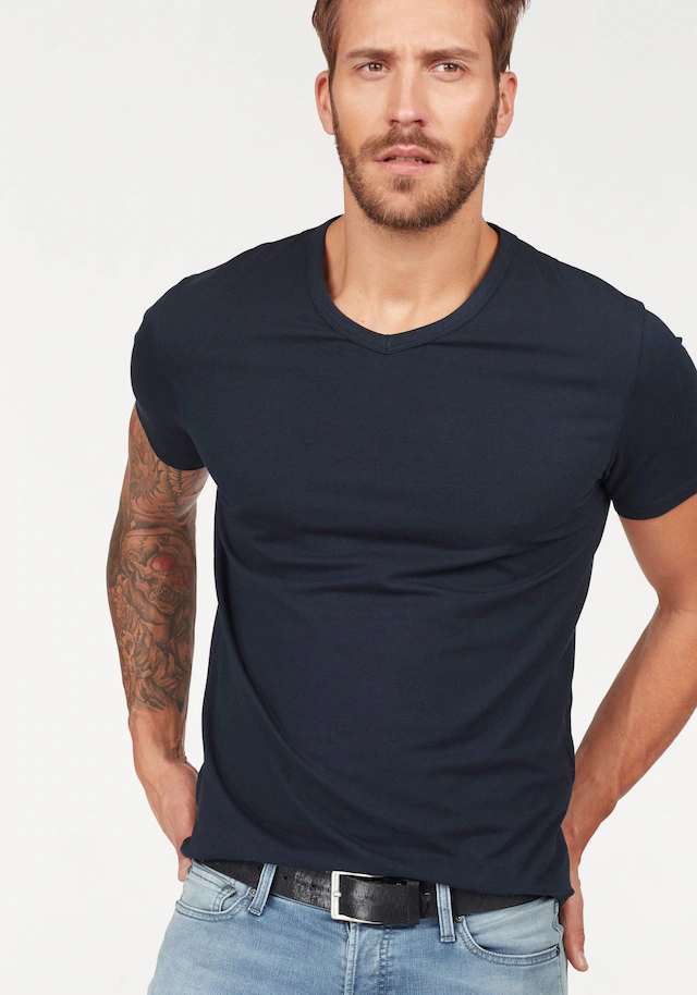 Jack & Jones T-Shirt »SLIM- FIT BASIC TEE V-NECK« mit V-Ausschnitt