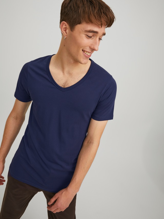 Jack & Jones T-Shirt »SLIM- FIT BASIC TEE V-NECK« mit V-Ausschnitt
