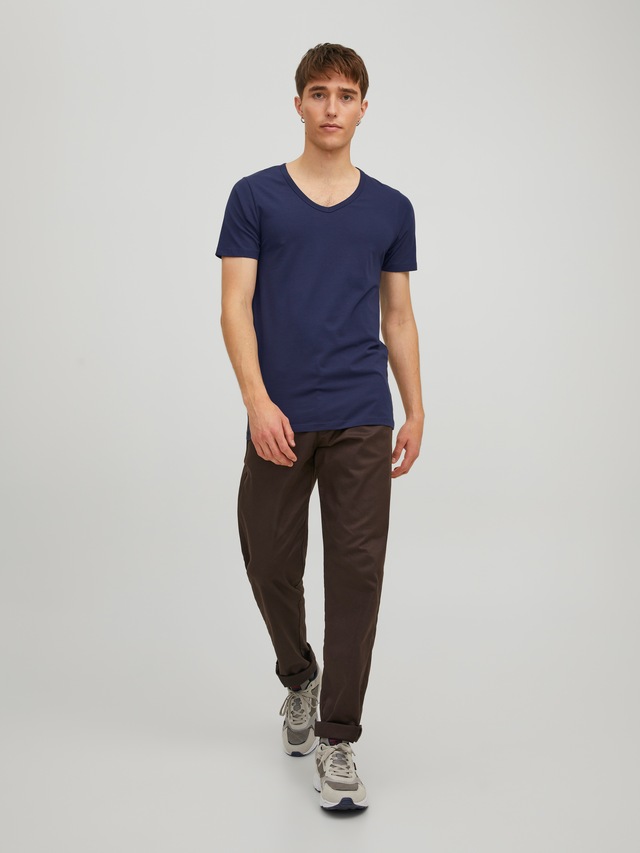 Jack & Jones T-Shirt »SLIM- FIT BASIC TEE V-NECK« mit V-Ausschnitt