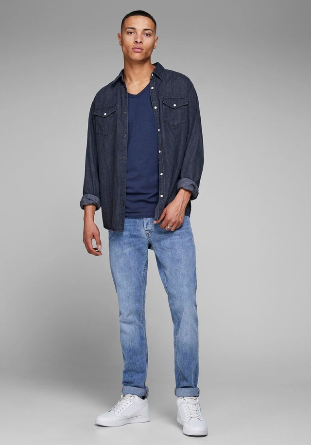Jack & Jones T-Shirt »SLIM- FIT BASIC TEE V-NECK« mit V-Ausschnitt