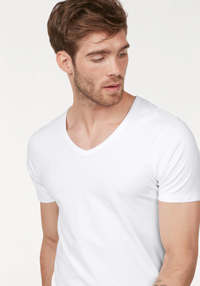 Jack & Jones T-Shirt »SLIM- FIT BASIC TEE V-NECK« mit V-Ausschnitt