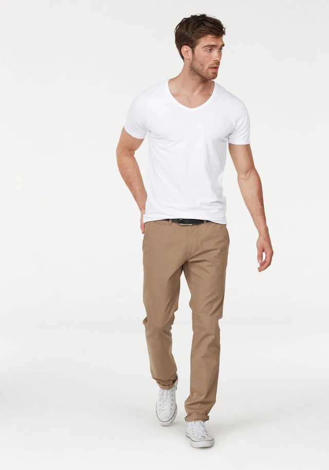 Jack & Jones T-Shirt »SLIM- FIT BASIC TEE V-NECK« mit V-Ausschnitt