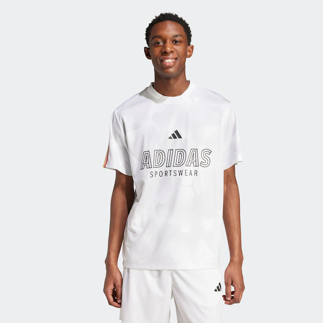 adidas Sportswear T-Shirt »HOUSE OF TIRO NATIONS PACK« sportlicher Schnitt, kurze Ärmel, mit Grafik und Allover-Print