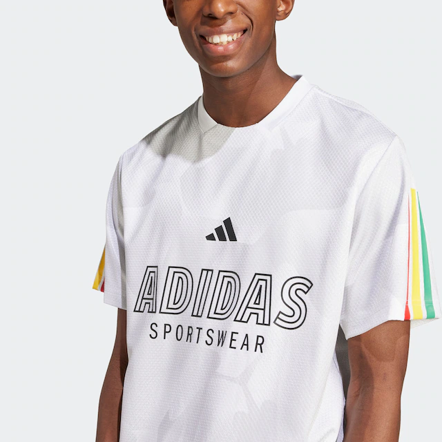 adidas Sportswear T-Shirt »HOUSE OF TIRO NATIONS PACK« sportlicher Schnitt, kurze Ärmel, mit Grafik und Allover-Print