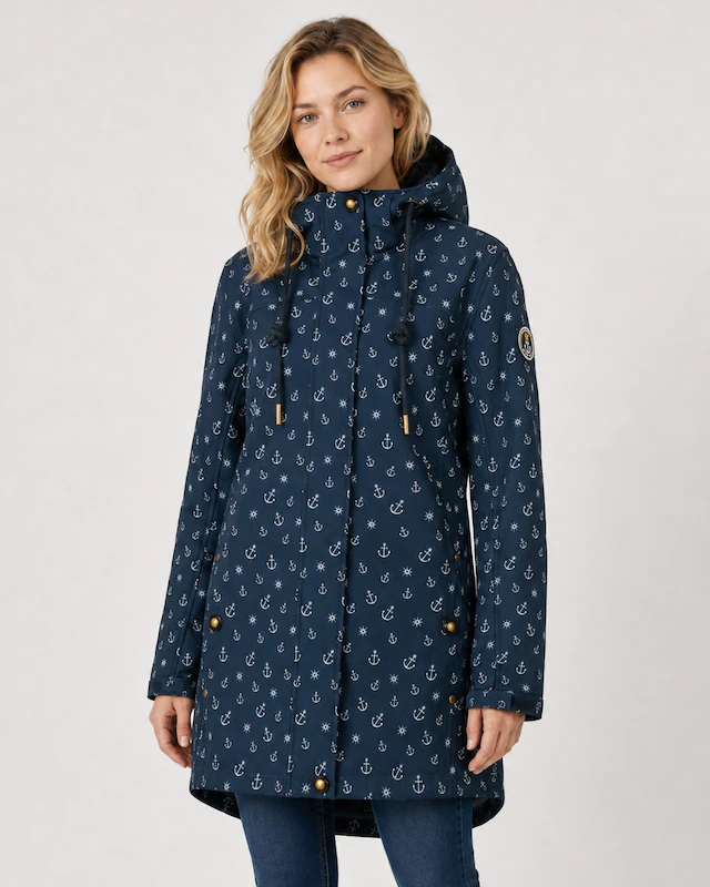 ankerglut Funktionsjacke »Friesennerz Ankerglutschein II Regenmantel, Longjacket« mit Kapuze auch in Großen Größen erhältlich