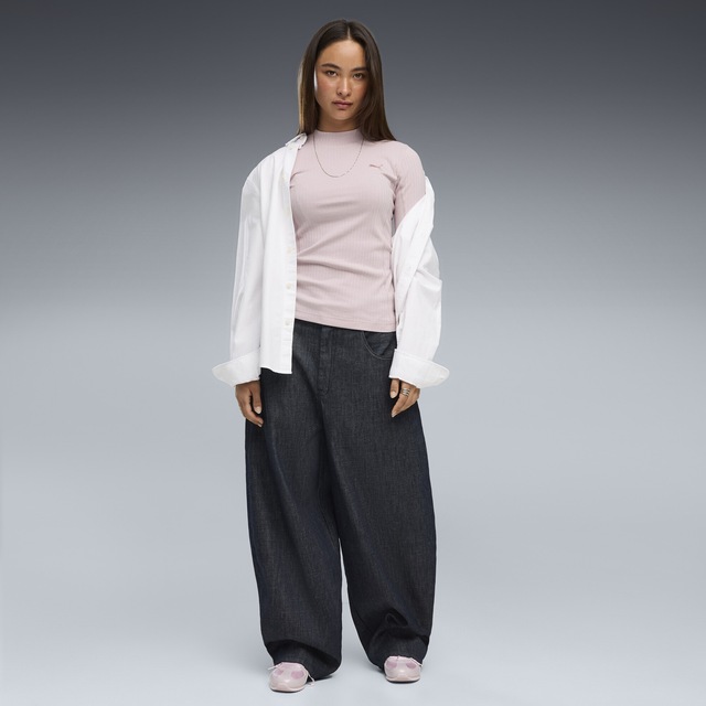 PUMA T-Shirt »HER Slim Geripptes Langarmshirt Damen«