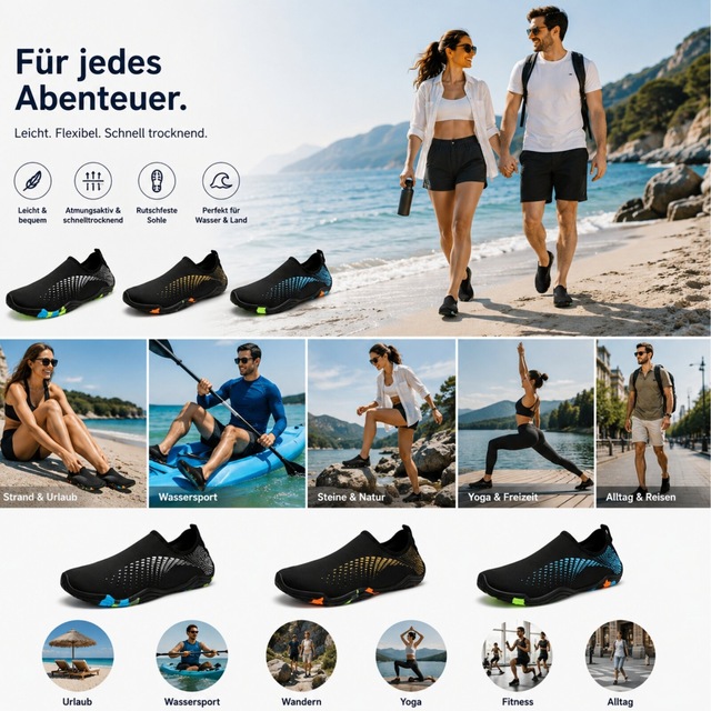 DOTALES Aquaschuh »Aquaflex Barfuß-Wasserschuhe, Badeschuhe Damen & Herren« Minimalschuhe
