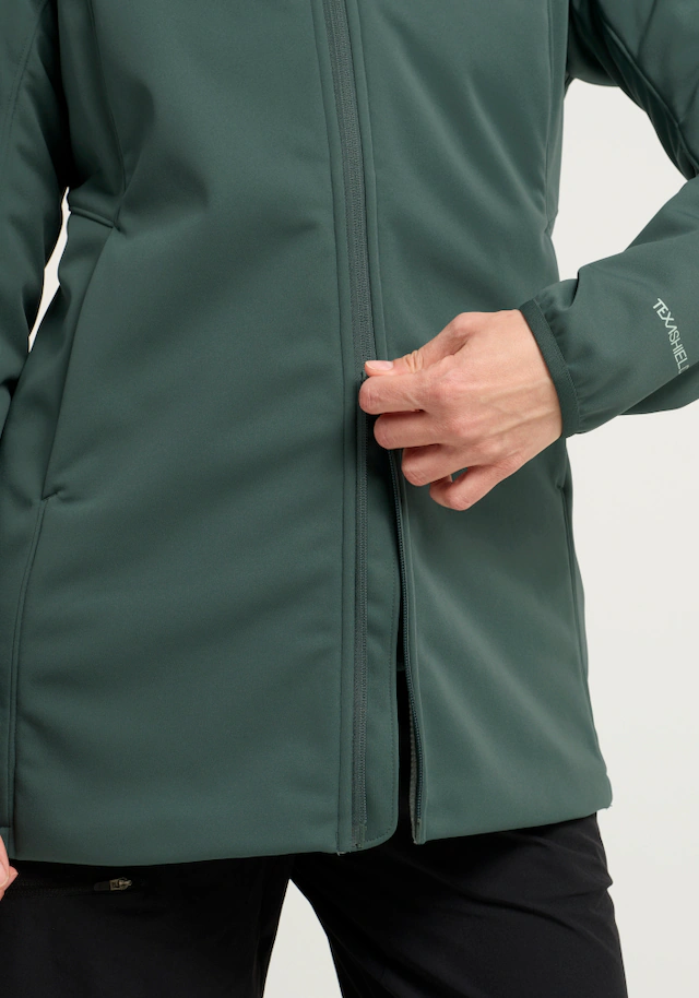 Jack Wolfskin Softshellmantel »WINDHAIN 2 COAT W« Softshellmantel mit Kapuze, winddicht, wasserabweisend