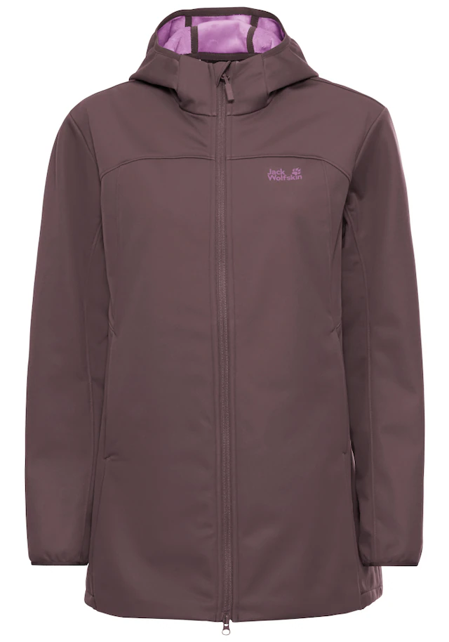 Jack Wolfskin Softshellmantel »WINDHAIN 2 COAT W« Softshellmantel mit Kapuze, winddicht, wasserabweisend