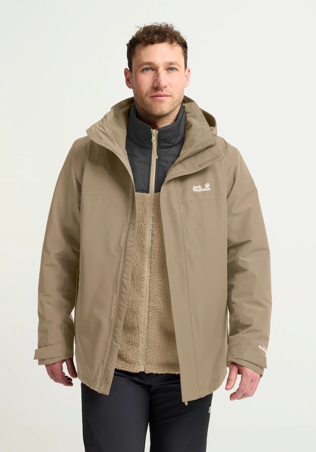 Jack Wolfskin 3-in-1-Funktionsjacke »STONELITE 3IN1 JKT M« mit Kapuze mit Kapuze, wasserdicht, winddicht, atmungsaktiv, wärmende Ausführung