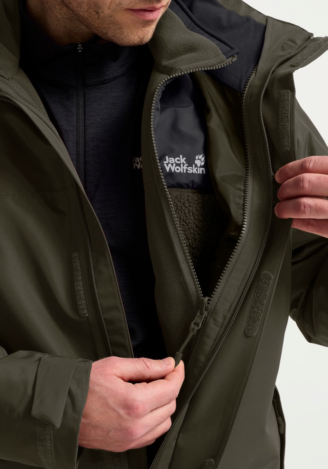 Jack Wolfskin 3-in-1-Funktionsjacke »STONELITE 3IN1 JKT M« mit Kapuze mit Kapuze, wasserdicht, winddicht, atmungsaktiv, wärmende Ausführung