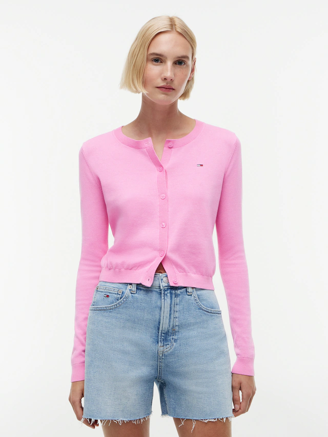Tommy Jeans Strickjacke »TJW ESSENTIAL CREW NECK CARDIGAN« Baumwolle