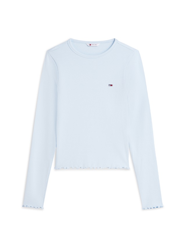 Tommy Jeans Langarmshirt »TJW SLIM SH LETTUCE EDGE RIB LS« mit gerippter Struktur, gewellter Saum