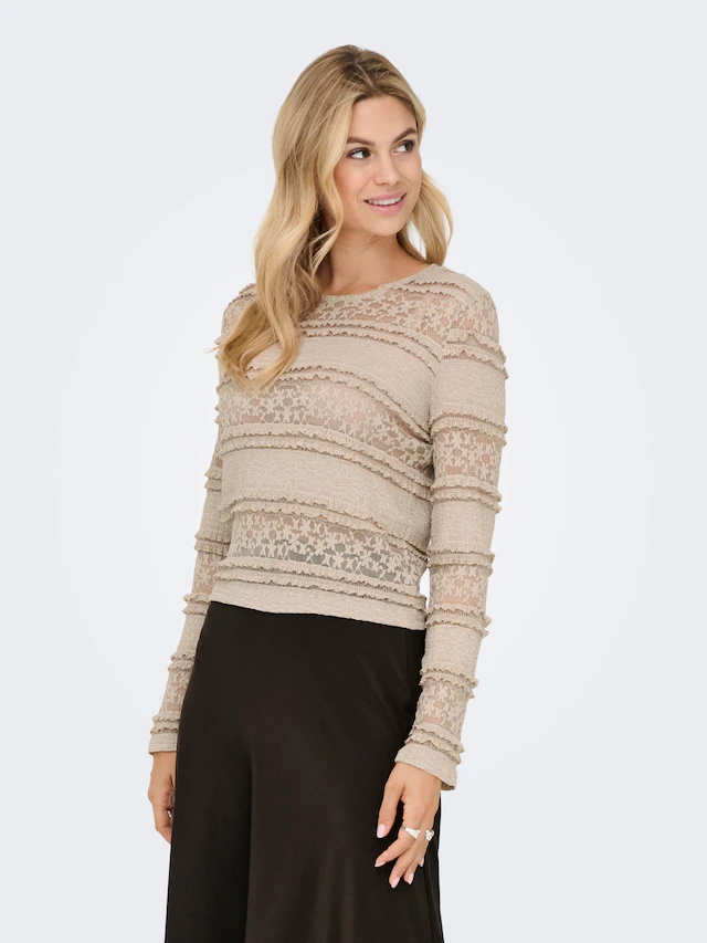 JDY Longsleeve »JDYSARAH L/S LACE TOP JRS NOOS« Kunstfaser, normal geschnitten