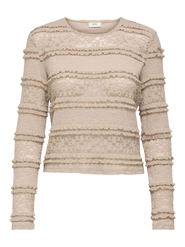 JDY Longsleeve »JDYSARAH L/S LACE TOP JRS NOOS« Kunstfaser, normal geschnitten