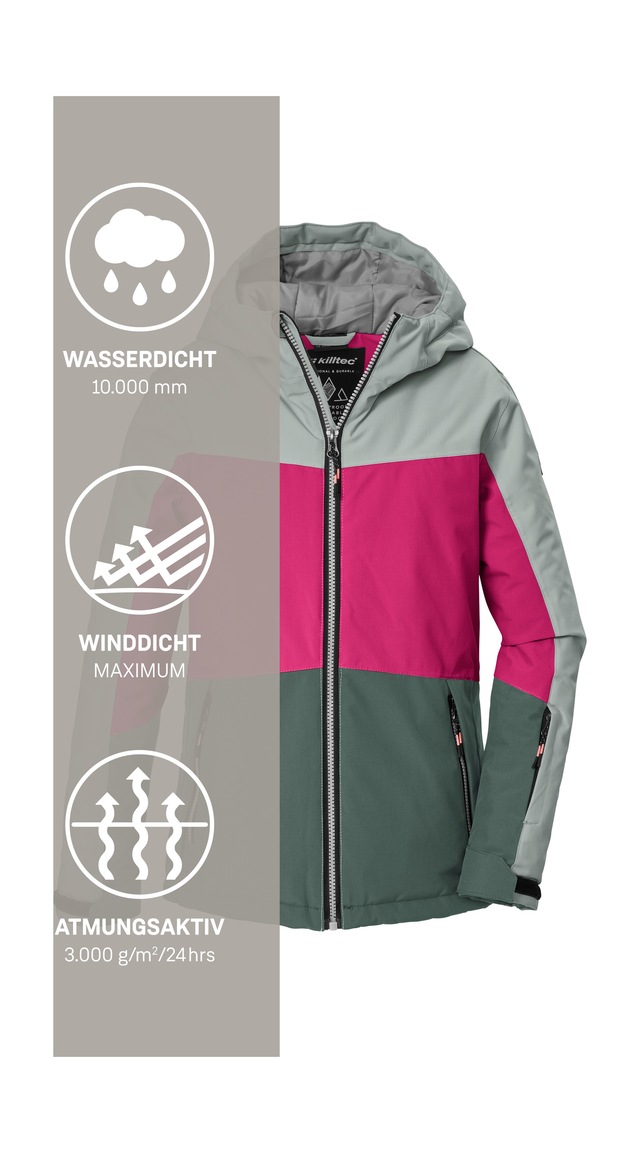 Killtec Skijacke »KSW 198 GRLS SKI JCKT« Wind- und wasserdichte Skijacke mit Colourblock-Design