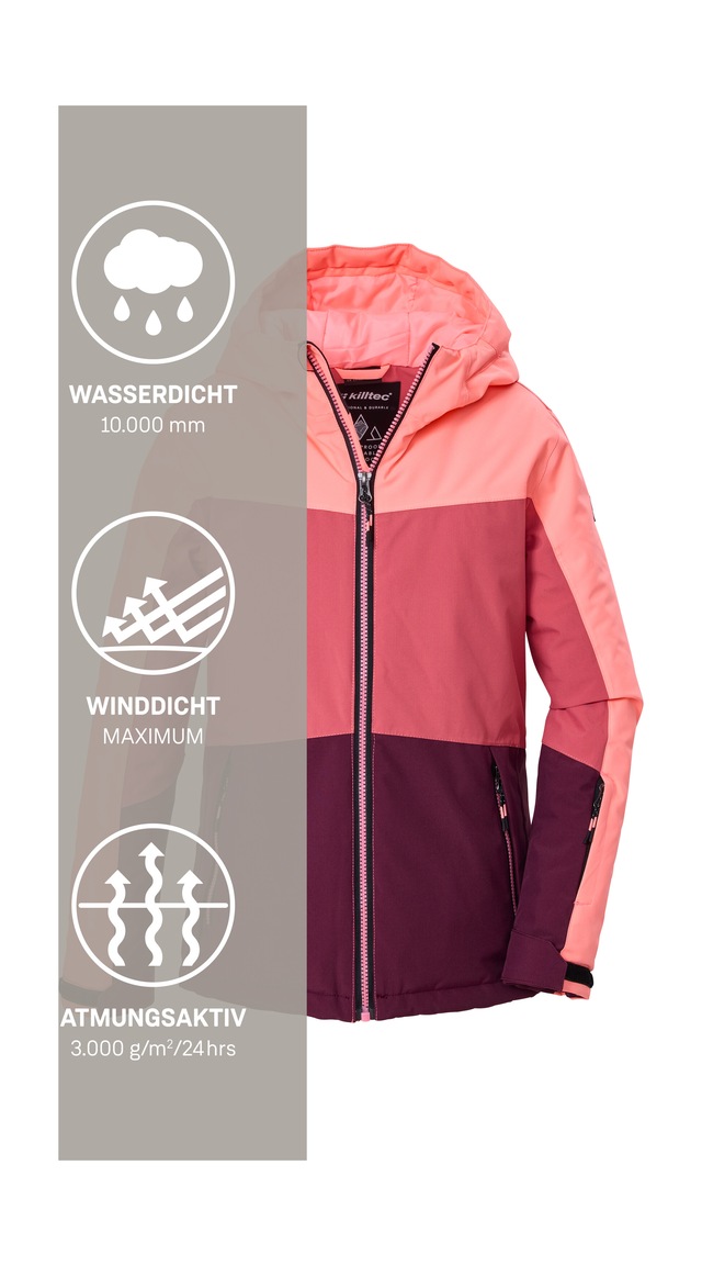 Killtec Skijacke »KSW 198 GRLS SKI JCKT« Wind- und wasserdichte Skijacke mit Colourblock-Design