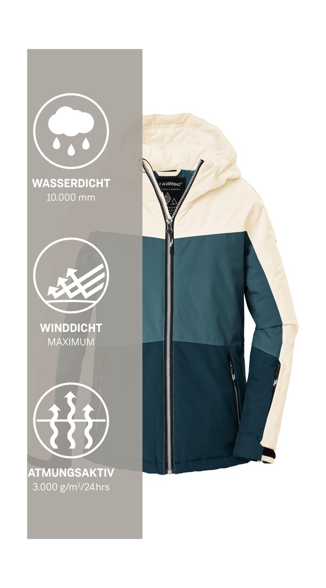 Killtec Skijacke »KSW 198 GRLS SKI JCKT« Wind- und wasserdichte Skijacke mit Colourblock-Design