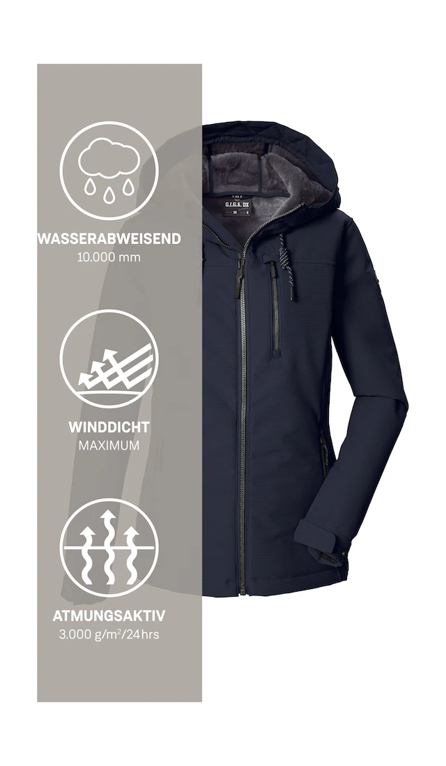 G.I.G.A. DX by killtec Softshelljacke »GW 59 WMN SFTSHLL JCKT« Winddichte, wasserabweisende Damenjacke mit Teddy-Fleecefutter