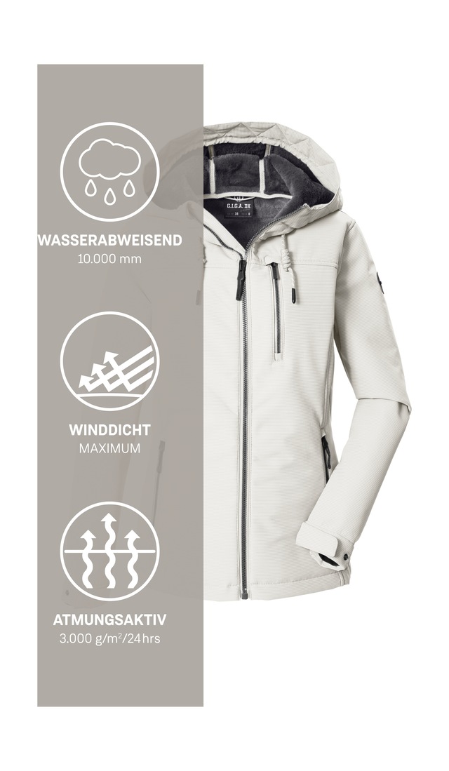 G.I.G.A. DX by killtec Softshelljacke »GW 59 WMN SFTSHLL JCKT« Winddichte, wasserabweisende Damenjacke mit Teddy-Fleecefutter