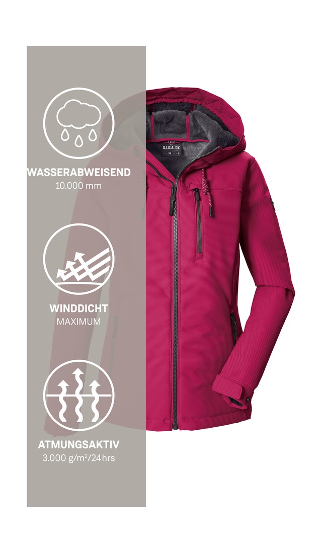 G.I.G.A. DX by killtec Softshelljacke »GW 59 WMN SFTSHLL JCKT« Winddichte, wasserabweisende Damenjacke mit Teddy-Fleecefutter