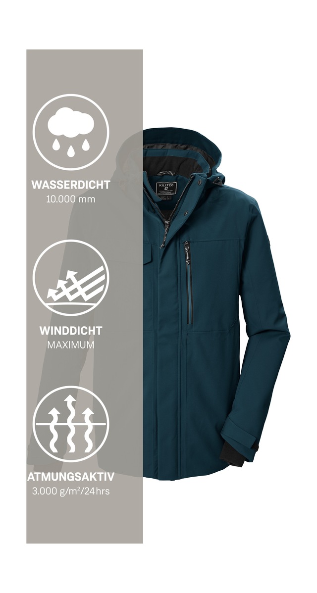 Killtec Funktionsjacke »KOW 42 MN JCKT« Wasserdicht, atmungsaktiv, abnehmbare Kapuze, viele Taschen