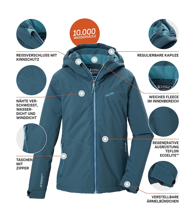Killtec Funktionsjacke »KOW 161 GRLS JCKT« Wind- und wasserdichte Mädchenjacke mit Teflon EcoElite™ Imprägnierung