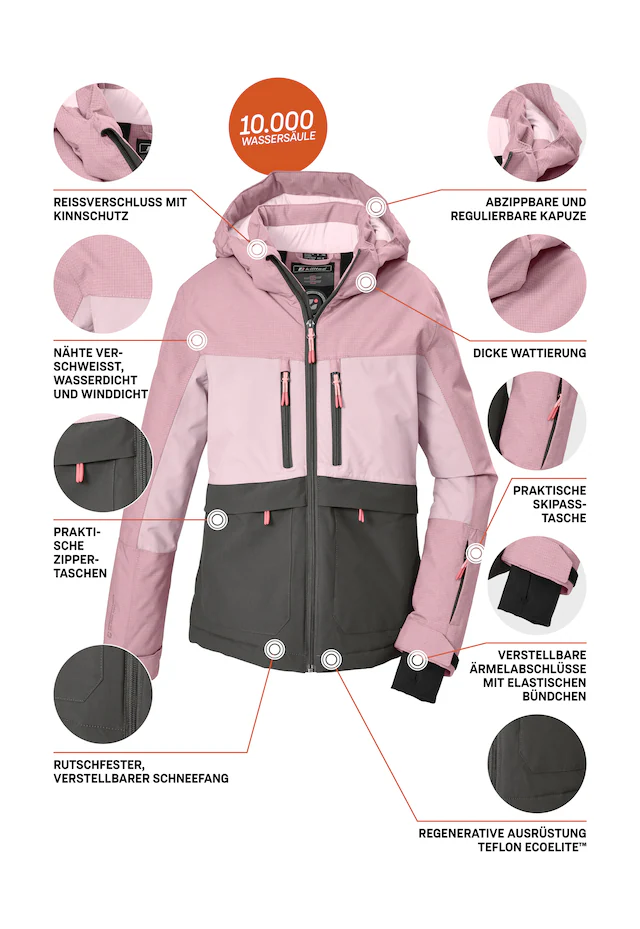Killtec Funktionsjacke »KOW 160 GRLS JCKT« Wind- und wasserdicht, reflektierend, abnehmbare Kapuze