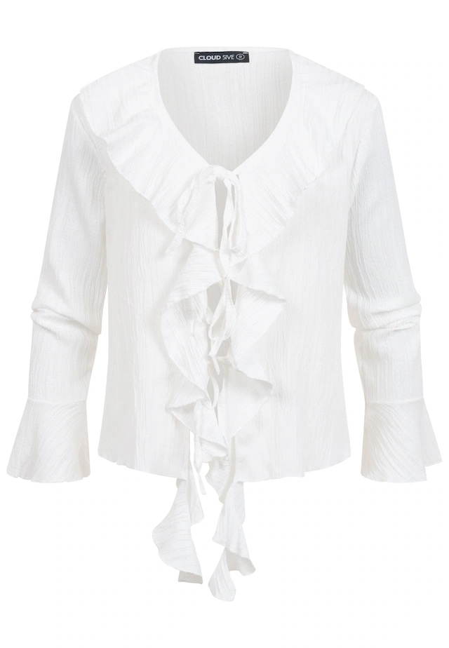 CLOUD 5IVE Klassische Bluse »CLOUD 5IVE Long-sleeved Blouse Ruffled Front«