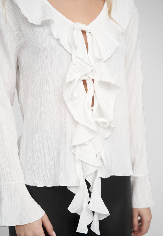 CLOUD 5IVE Klassische Bluse »CLOUD 5IVE Long-sleeved Blouse Ruffled Front«