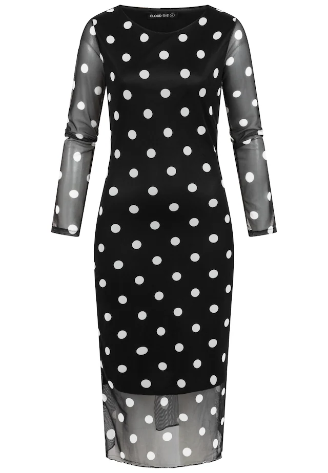 CLOUD 5IVE A-Linien-Kleid »CLOUD 5IVE Long-sleeve Dress Polka Dots« 1 tlg.