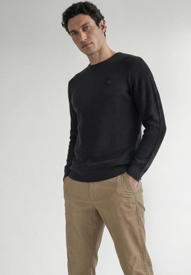 STREET ONE MEN Rundhalspullover aus reiner Baumwolle