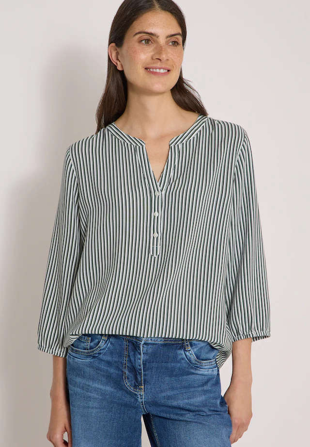 Cecil Shirtbluse mit geschlitztem Rundhalsausschnitt