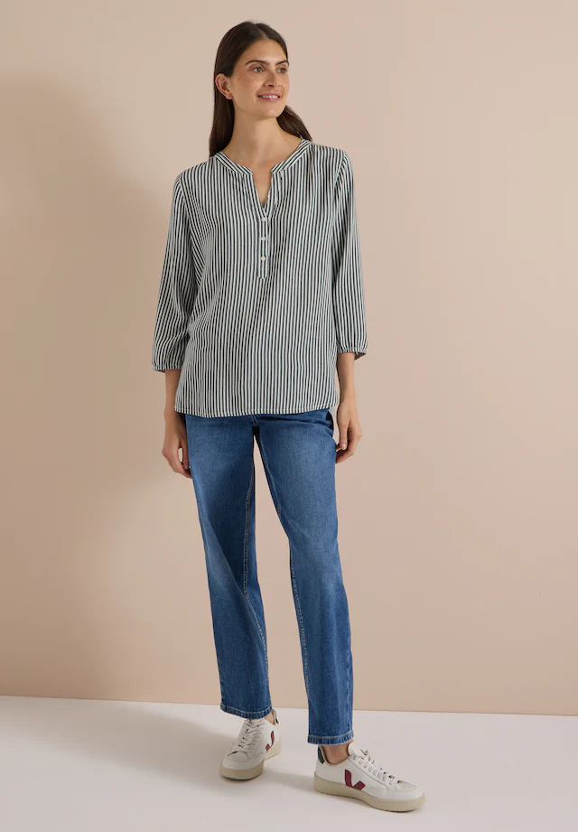 Cecil Shirtbluse mit geschlitztem Rundhalsausschnitt