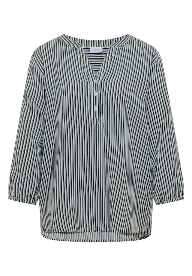 Cecil Shirtbluse mit geschlitztem Rundhalsausschnitt
