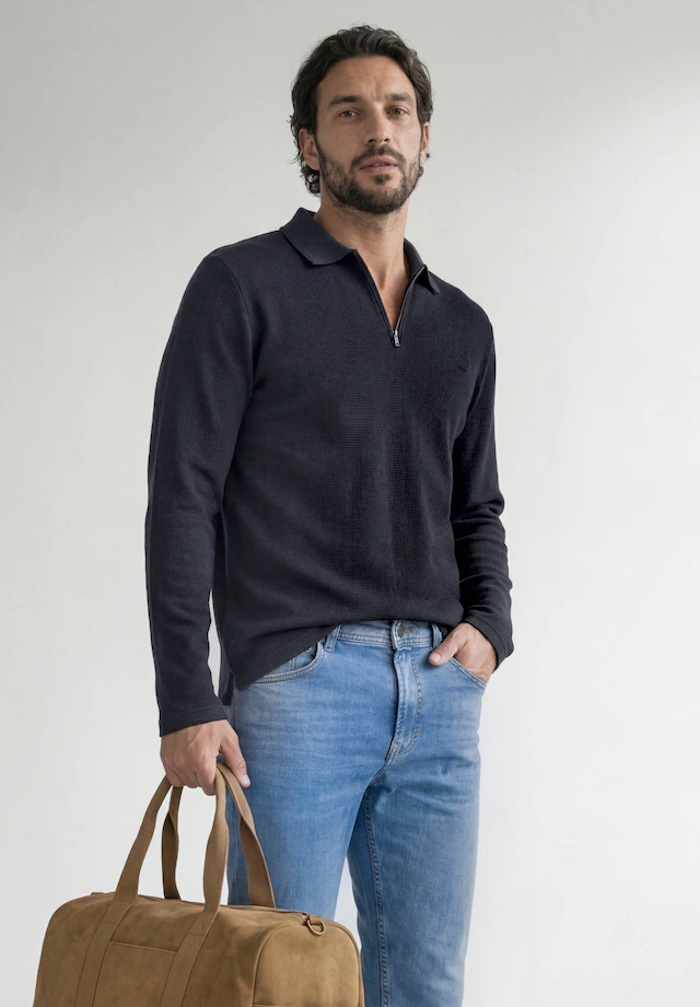STREET ONE MEN Poloshirt aus Baumwolle mit Stretchante
