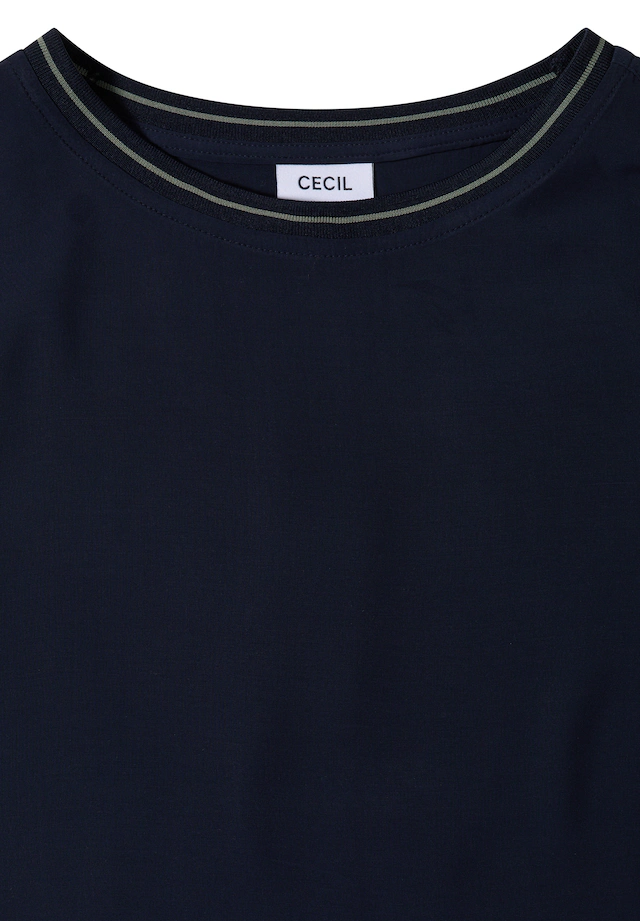 Cecil Shirtbluse Streifendetail am Ausschnitt, Viskosequalität