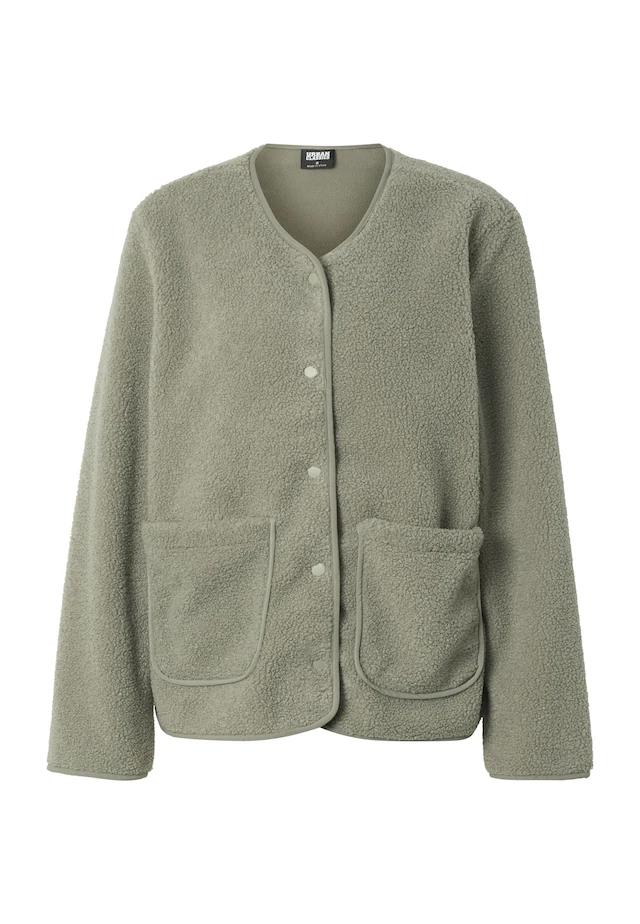 URBAN CLASSICS Outdoorjacke »Urban Classics Ladies Buttoned Teddy Jacket« 1 Stk. tlg. ohne Kapuze