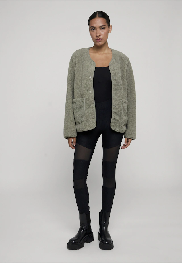URBAN CLASSICS Outdoorjacke »Urban Classics Ladies Buttoned Teddy Jacket« 1 Stk. tlg. ohne Kapuze