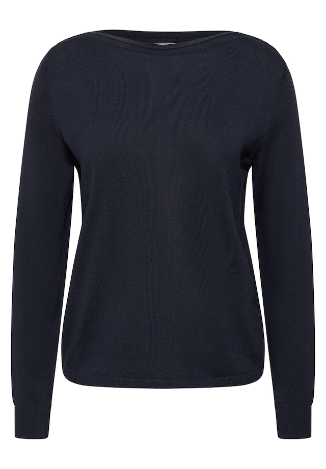 STREET ONE Strickpullover Feinstrick mit U-Boot-Ausschnitt / Viskose