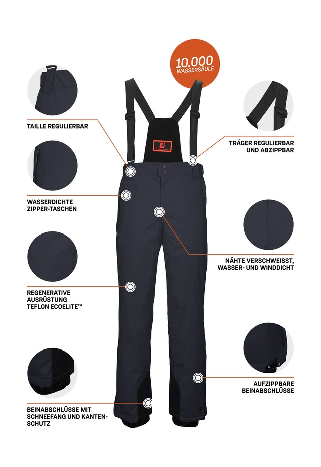 Killtec Skihose »KSW 100 MN SKI PNTS« Wind- und wasserdichte Skihose mit anpassbaren Trägern