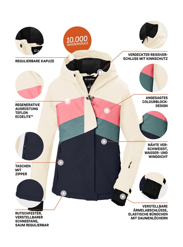 Killtec Skijacke »KSW 196 GRLS SKI JCKT« Wind- und wasserdichte Skijacke mit verstellbaren Details