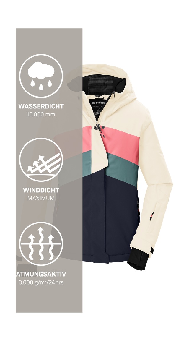 Killtec Skijacke »KSW 196 GRLS SKI JCKT« Wind- und wasserdichte Skijacke mit verstellbaren Details