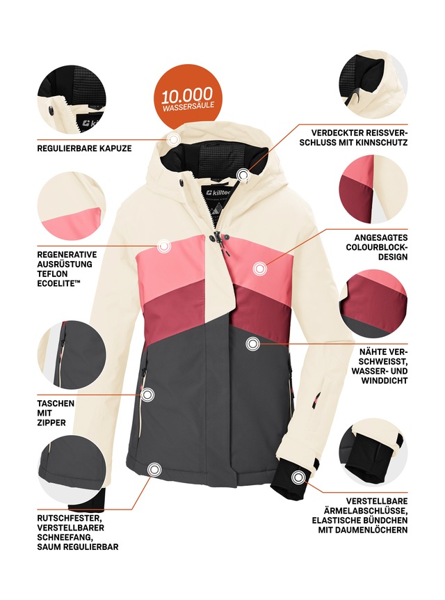 Killtec Skijacke »KSW 196 GRLS SKI JCKT« Wind- und wasserdichte Skijacke mit verstellbaren Details