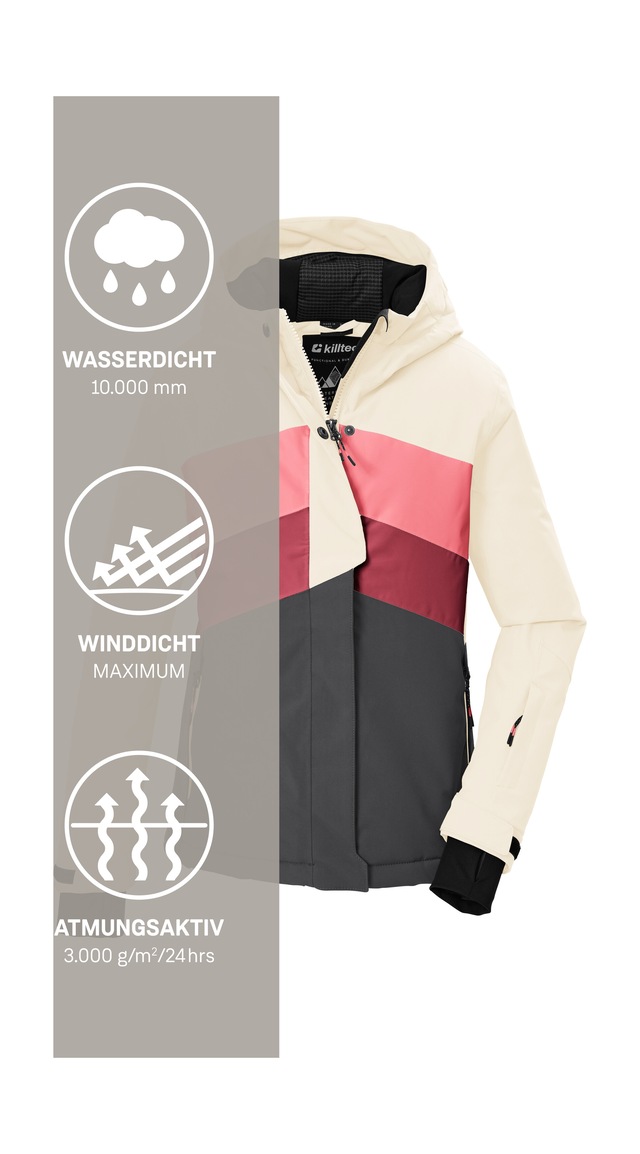 Killtec Skijacke »KSW 196 GRLS SKI JCKT« Wind- und wasserdichte Skijacke mit verstellbaren Details