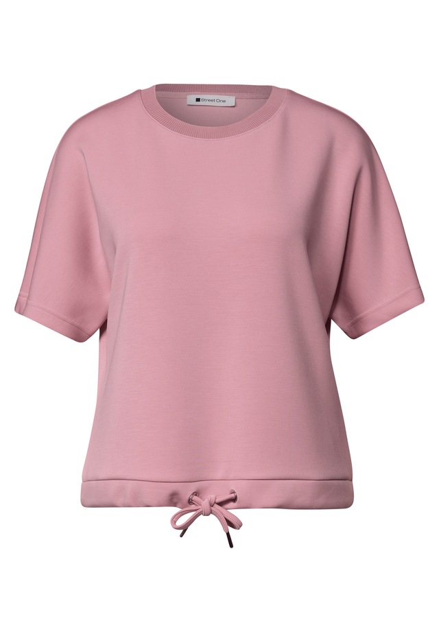 STREET ONE T-Shirt mit Tunnelzug am Saum, im Silk-Look