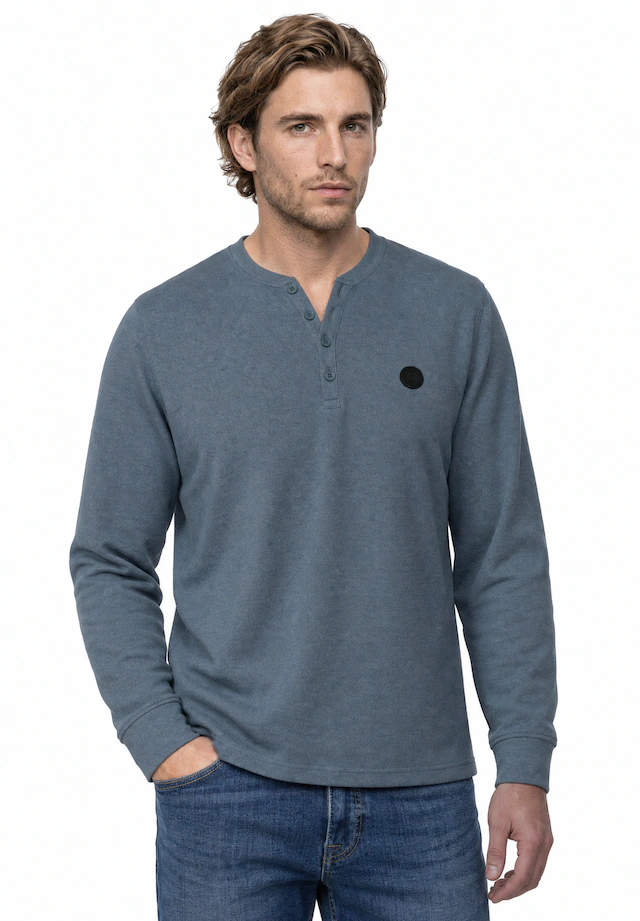 STREET ONE MEN Langarmshirt im Melange Look