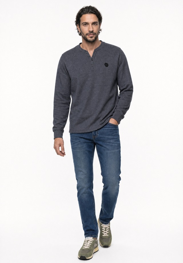 STREET ONE MEN Langarmshirt im Melange Look