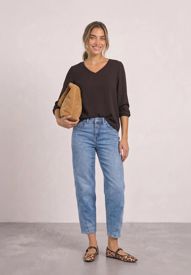 STREET ONE Langarmshirt mit Chiffon-Layer