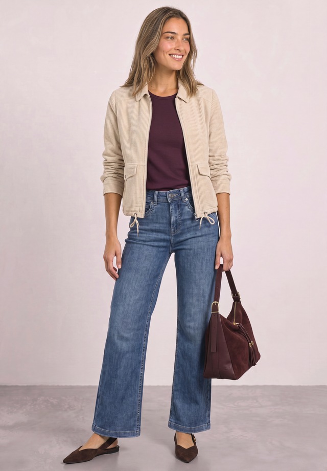 STREET ONE Cordjacke ohne Kapuze mit Tunnelzugsaum
